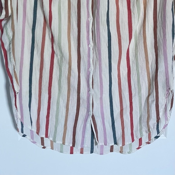 Madewell Gauze Central Button Down Tunic Shirt in Rainbow Stripe 35927 - Picture 13 of 15